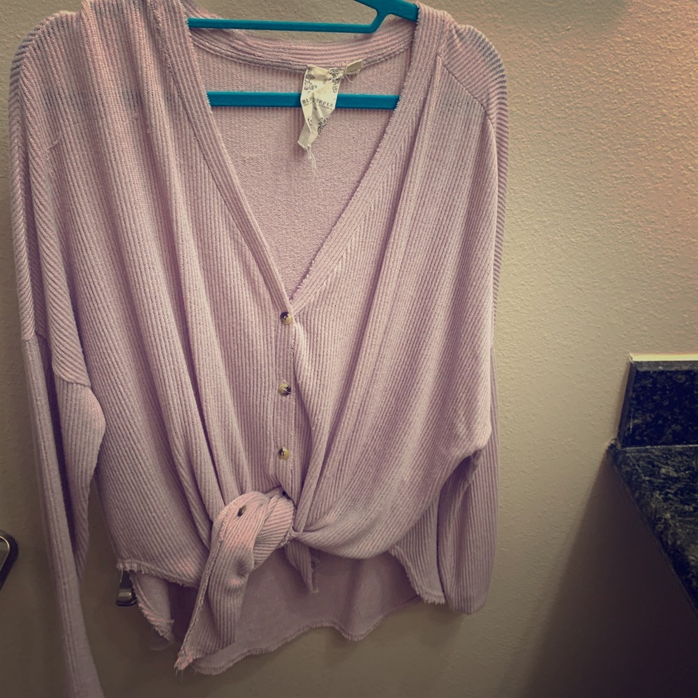 Purple front tie top